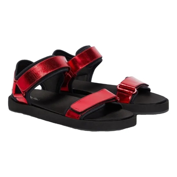 The Row Hook and loop Sandals Leather Metallic Red 37.5 EUC with Box & Dustbag - Picture 1 of 4